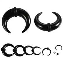 Bộ 9 khuyên xỏ khuyên tai màu đen 1,6-10mm và vòng vách ngăn bằng acrylic hình nón chữ U, đầu sừng trâu, bộ trang sức xỏ khuyên tai - màu đen - Xem 8