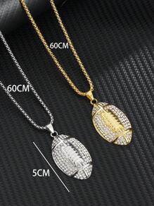 1pc Fashion Football Rhinestone Pendant Necklace, Suitable For Daily Wear