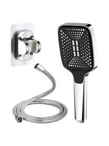 1 vòi sen tăng áp 3 chế độ bằng vật liệu ABS với tấm lớn và bề mặt mạ điện trang trí phòng tắm gia đình trang trí mùa thu phụ kiện phòng tắm - Bạc - Xem 7