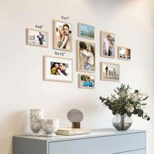 3/4 Pcs/Set 5x7" Oak Wood Color Solid Wood Photo Frame, Classic Rectangular/Square Oak Wood Style Modern Simple Home Decor Art Picture Frame - oak color - View 7