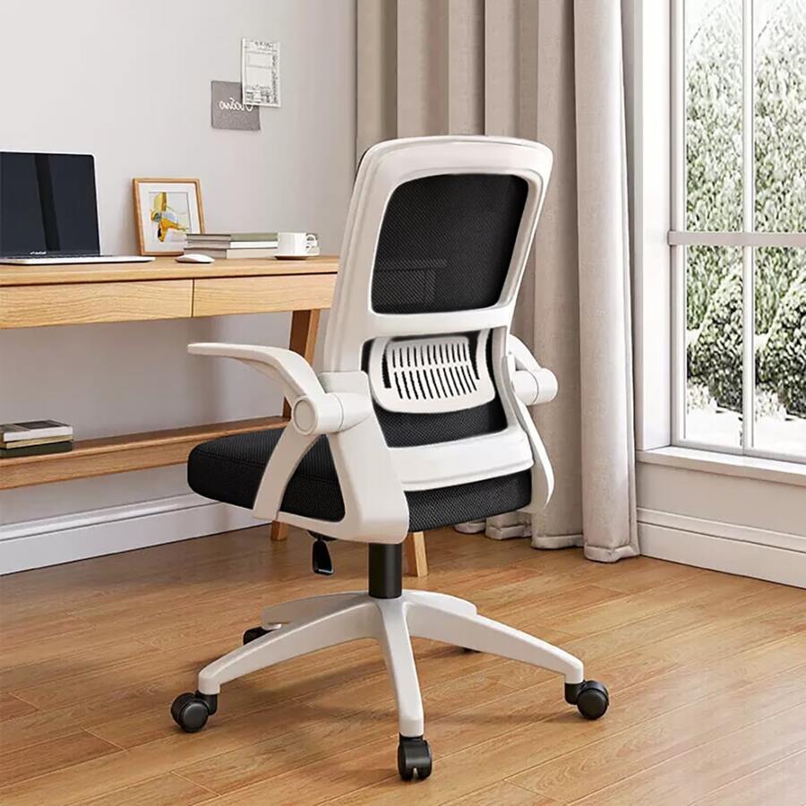 Office Chair, Ergonomic Desk Chair Breathable Mesh Chair Swivel Chair With Flip-Up Arms And Lumbar Support Computer Chair For Home Office - Black and White - View 1