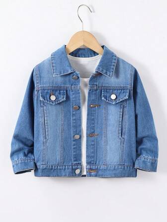 Young Girl Casual Denim Jacket Solid Color Spring And Autumn