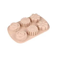[1 Pacote] Forma de Bolo Tipo Flor 6 Formas Consecutivas Bolo de Arroz a Vapor Forma Fácil de Remover Ferramenta de Cozimento