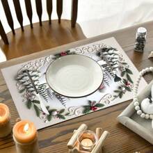 Personalised Christmas Printed Linen Placemats (Set Of 4 / Set Of 6) - Cute Snowman Printed 30*45CM/12X18IN Placemats, Tablecloths - Customised Text Design, Perfect For Christmas, New Year, Family Gatherings