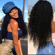 Curly Brazilian Human Hair Wigs 13x4 Lace Frontal Wigs With Baby Hair Kinky Curly Human Hair Wigs For Women 180% Density Natural Black