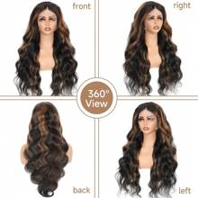 30 英寸 1B/30 13x6 挑染高光渐变波浪蕾丝前假发人发蜜金色蕾丝前部无胶假发人发预拔适合婴儿头发的女性 - S1/30 - 查看 4