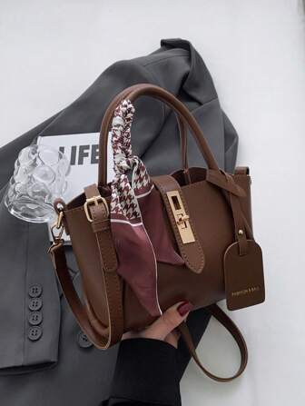 1 st Fashion Minimalistisk Spänne PU Tygväska med halsduk, lämplig för daglig användning