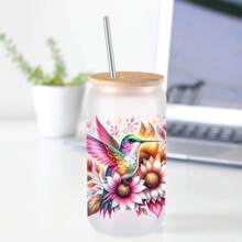 5pcs Watercolor Hummingbird UV DTF Decal Set For 16oz Libbey Cups - Waterproof, Scratch-Resistant DIY Stickers With 3D Crystal Effect, Self-Adhesive For Easy Cup Customization - Multicolor - View 7