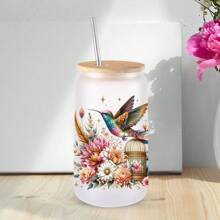 5pcs Watercolor Hummingbird UV DTF Decal Set For 16oz Libbey Cups - Waterproof, Scratch-Resistant DIY Stickers With 3D Crystal Effect, Self-Adhesive For Easy Cup Customization - Multicolor - View 8