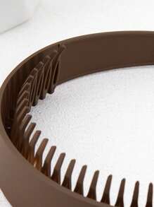 1 Pack Matte Solid Color 1 Inch Wide 30 Teeth Plastic Headband For Women, Suitable For Everyday Wear,Hairband,Hair Hoop,Hair Accessories Headbands ,Head Piece Head Accessories - Coffee - View 5