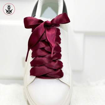 1 par de cordones de seda, cinta de satén con doble cara de 2 cm de ancho, en colores negro, blanco y caramelo colorido, cordones de seda planos