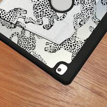 Khe cắm bút + Ốp lưng iPad Pro 2024 xoay 720° 13 inch/5/6/Pro 1st 2nd/7th /Air 2024 4th 5th Gen/8/9th Gen/4th 10th Generation Lỗ logo chống sốc bằng da PU họa tiết da báo thời trang Ốp lưng iPad - màu đen - Xem 11