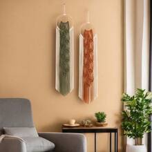 1 szt. ręcznie tkany bambusowy obręcz frędzle liść łapacz snów wiszący na ścianie, gobelin z włókna do salonu, sypialni, dekoracji ściennych, gobelin ścienny