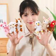 1pc Plush Finger Puppet Animals Set, Family Interactive Animal Toys, Holiday Gift - Multicolor - View 6