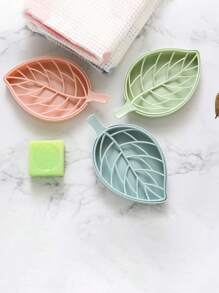 5 Pcs Leaf Design Soap Holder, Creative Bathroom Soap Tray With Drainage, Double Layer Hollowed Out Plastic Soap Box, Decorative And Practical Household Soap Container, Creative Leaf Model Soap Box Double Layer, Oval Home Bathroom Decor Summer Back To School