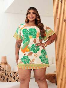 Plus Size Jumpsuit Dress Fits 46 To 50 - 花綠 - 查看 3