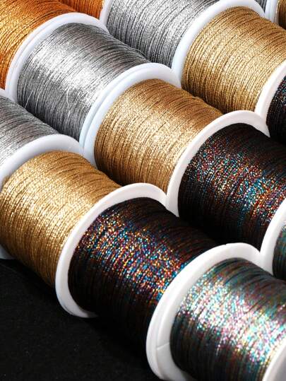 1 pieza de 0,2-1 mm Hilo de oro/plata Cuerda de macramé para hacer brazaletes, collares, cuerdas trenzadas, borlas, cuentas, joyas de Shamballa y accesorios de joyería DIY