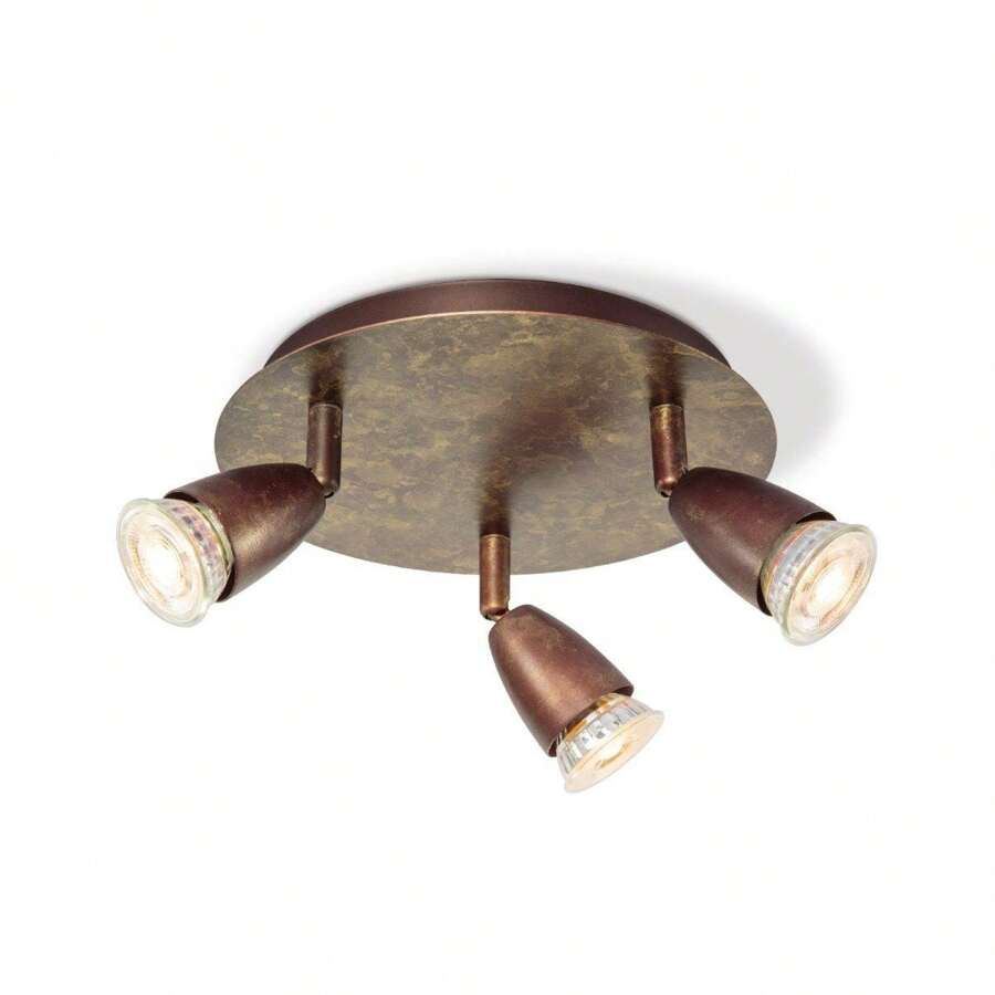 home sweet home collection Classic LED Ceiling Light | Curl | 22/22/13.5 | Bronze | Ceiling Spotlight 3-Flame | Metal | Dimmable | Incl. LED Bulb | GU10 | 5W | 390lm | Warm White Light - 3公升 - 查看 1