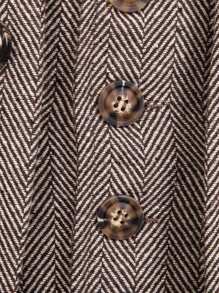 Cappotto doppiopetto a spina di pesce di media lunghezza con maniche lunghe, taglia europea, consigliato, bestseller, autunno/inverno - Cachi - Visualizzare 5
