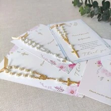 20/10pcs Baptism Favor Cards With Rosaries Birthday Baptism Christening Decor For Your New Born