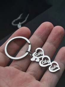 Customized Stainless Steel Heart-Shaped Keychain With Name, Personalized Home Jewelry, Unique Birthday, Mother's Day, Christmas Gifts, Fashion Accessories, Single Key Ring Ring Ring Buckle
