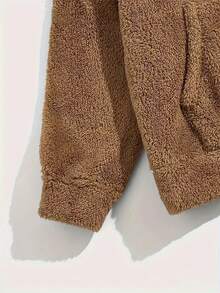 2pcs Men's Plush Casual Outfit, Long Sleeve Thick Fleece Hoodie Sweatshirt And Sweatpants Set, Fall Clothes Winter - Camel - View 4