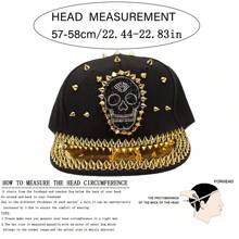 1 件装复古街头派对棒球帽，带亮片，防紫外线，防风，四季通用，超大宽边钓鱼户外卡车司机帽，复古时尚 - 黑色 - 查看 6