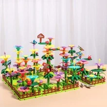 花园建筑玩具、教育 STEM 玩具和学龄前花园玩具套装、花朵堆叠玩具、花朵堆叠、完美礼物 - 彩色 - 查看 4