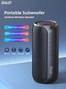 ZEALOT ZEALOT S32MAX 20W kabelloser Lautsprecher, tragbarer Outdoor-Lautsprecher, Bluetooth-Lautsprecher, integrierter 3600mAh Akku, mit RGB-Farbbeleuchtung, kann 8 Stunden spielen, kompatibel mit SD-Karte/USB/AUX, serielles Kopplungsmodus, geeignet für Smartphone/Tablet/TV/Computer, ideal für Outdoor-Partys/Radfahren/Tanzen/Strand