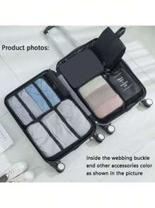 8/7 件套防水旅行收纳袋，便携式行李袋，衣物收纳袋，简约涤纶行李袋，适合化妆包，护肤包，大容量衣服袋，衣服分类套装，波西米亚风 - 彩色 - 查看 2