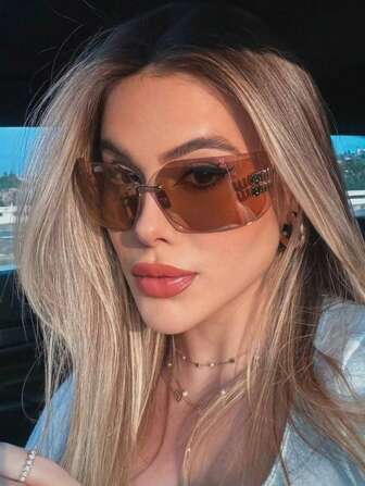 1pc Women's Fashionable Frameless Curved Edged Y2K Retro Elegant Fashion Glasses Fashion Glasses For Women Ladies Shades Beach Accessories Vintage Y2k Y2KFest MusicFest For Summer Beach Vacation,Outdoor,Travel