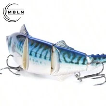 Mồi mềm Bionic 4 đoạn nối kim loại 20cm 54g, Mồi câu cá thu bơi hình chữ S - Nhiều màu - Xem 10