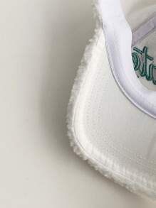 1 件装软帽檐新款冬季保暖刺绣羊毛绒棒球帽，时尚情侣儿童款，酒红色蓬松字母帽，秋冬 - 彩色 - 查看 11