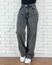 Women's Wide Leg Jeans - 灰色 - 查看 1