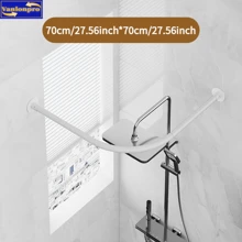 1pc Black/White Curved Shower Curtain Rod, Suitable For Corner Installation, Space Saving Curved Shower Curtain Rod, Bathroom Shower Curtain Hanging Rod, Drill & No-Drill Installation Curved Shower Curtain Rod, Shower Curtain Rod, Fits Lightweight Shower Curtain Home Bathroom Decor Fall Decor Bathroom Accessories Back To School
