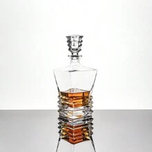 Bouteille de vin élégante de 900 ml avec 4 verres, ensemble de carafes à whisky de luxe, verrerie de design en cascade pour vin rouge, whisky, brandy, rhum, tequila, vodka, pour usage à la maison, en bar et en fête, cadeau pour père, mari, petit ami
