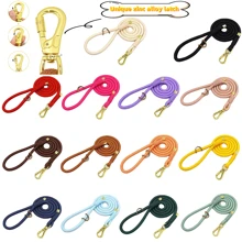 Pet Fashionable Personalized Gold Color Zinc Alloy Clasp Heavy Duty Handmade Nylon Leash For Dogs, Polyester Rope Durable Strong Dog Lead, Suitable For Large & Medium Pets, Collar And Training Accessories