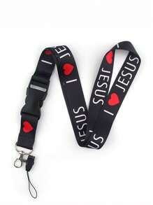 1pc Periodic Table & "I Love Jesus" Pattern Neck Lanyard For Doctor, Nurse, Student, Teacher, Exhibition Staff ID Badge, Suitable As Exhibition, Gift, Keychain Or Daily Use Valentine's Day Valentines Car Accessories Bag Charm Backpack For School