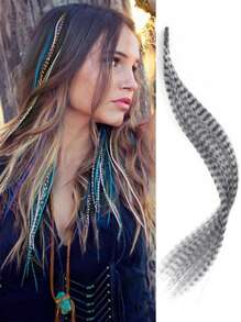 16 Inch Rainbow Synthetic Hair Multi Color Feather Hair Extensions 10 Set For Holiday Party Leopard Feather Hair Extensions - Multicolor - View 21