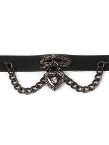 Vòng cổ choker tối màu phong cách Punk, vòng cổ da hình trái tim, dây chuyền xương đòn, trang sức thời trang, quà tặng ngày lễ tình nhân - Nhiều màu - Xem 7