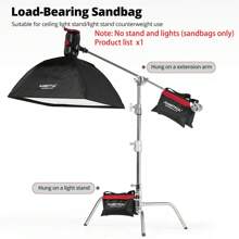 Ambitful 44x33cm燈架重負重沙包,相機攝影棚橫撐平衡重量牛津布包 - 黑色 - 查看 4