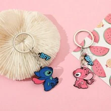2 件套时尚卡通可爱史迪奇情侣钥匙扣、卡哇伊包包装饰吊坠 - 卡通可愛 - 查看 5