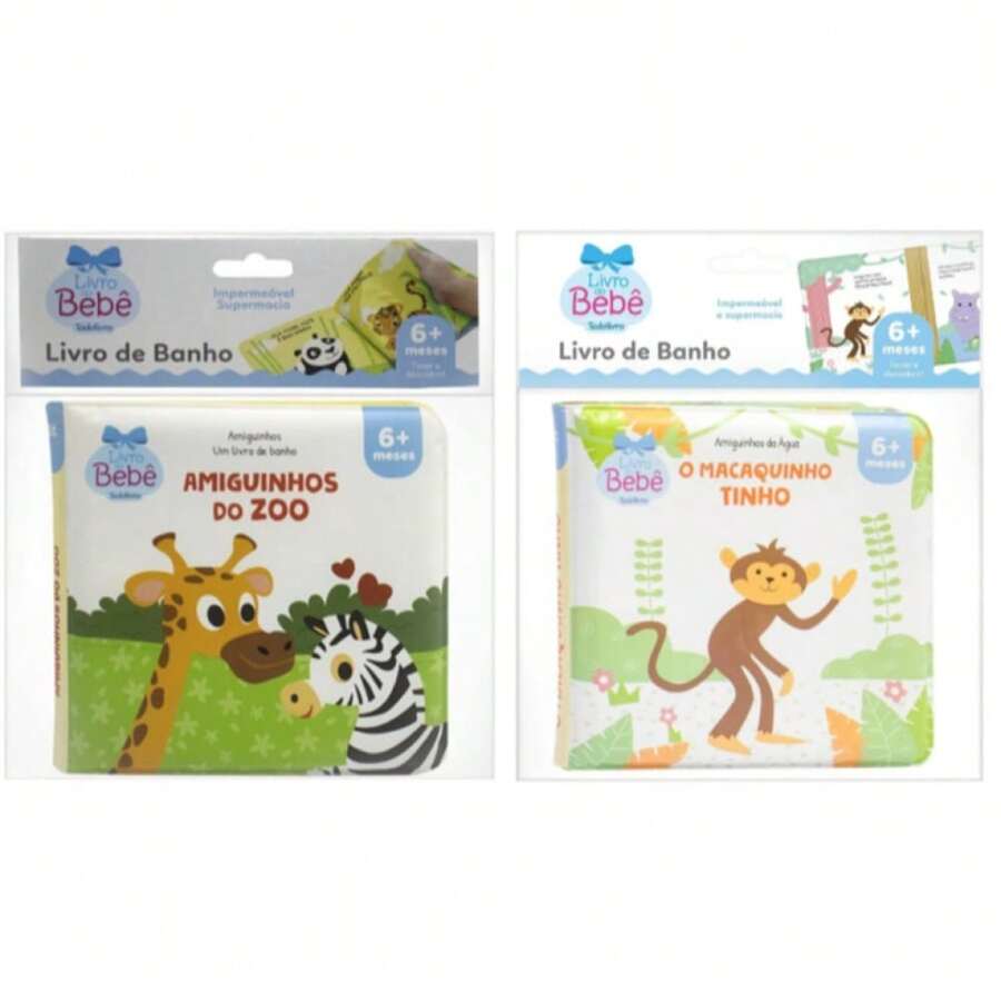 Kit 2 Bath Books For Children Fun And Learning In The Bath! - Amiguinhos Zoo + O Macaquinho - View 1