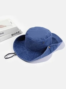 1pc New Women's Solid Color Patchwork Wide Brim Sun Hat, Suitable For Fishing, Hiking, Outdoor Activities And Daily Wear - Black - View 5