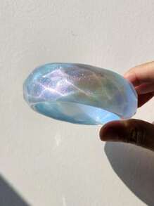 1 件不对称几何形状彩虹全息树脂手链，时尚简约秋冬装饰 - 彩色 - 查看 14