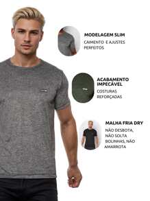 Kit 2 Men's Dryfit T-Shirt Short Sleeve Round Neck Shirt Slim Fit Gym Blouse - 綠色 - 查看 2