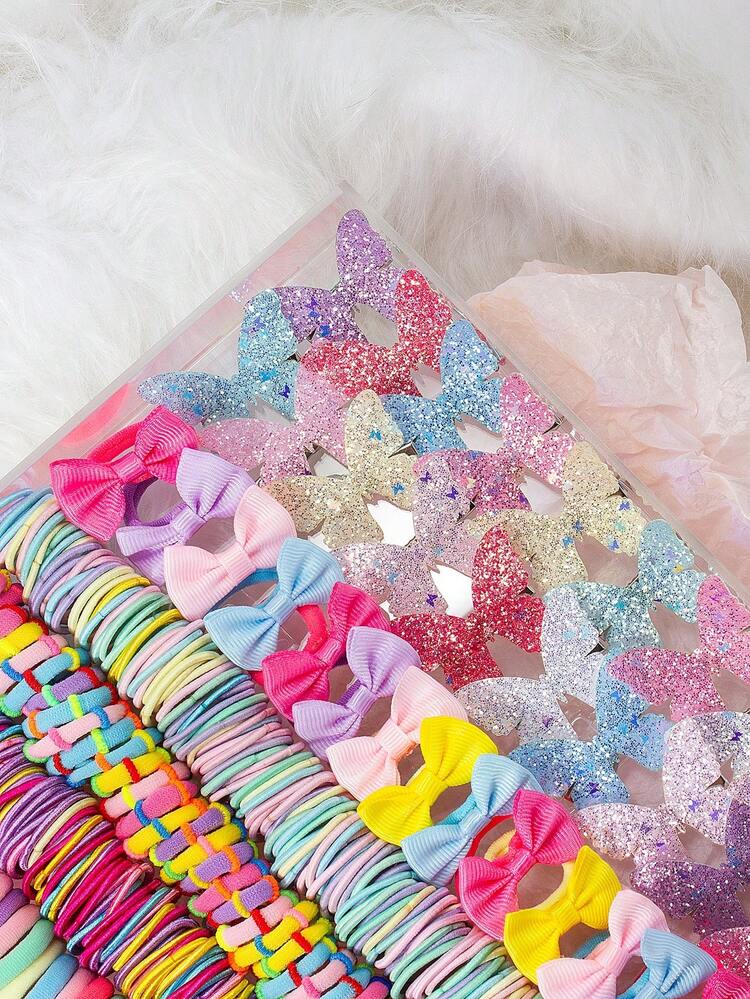 مجموعة اكسسوارات شعر فراشات لامعة 287 قطعة، تشمل ش...