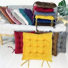 1 pieza Cojín de asiento cuadrado grueso con lazos para silla de comedor, sala de estar u oficina, cojín de refuerzo acolchado suave a rayas para silla, cojín de asiento, cojín para silla, cojines para silla de juegos - Multicolor - Ver 10