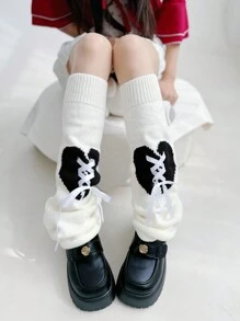 1 Cặp quần tất len giữ ấm chân cho nữ mùa thu/đông, phong cách học sinh, dễ thương và đa năng, kiểu dáng phù hợp - trắng - Xem 1
