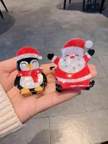 1 kẹp tóc ông già Noel thiết kế tối giản thời trang nữ, kẹp tóc hình móng vuốt, phụ kiện tóc - Nhiều màu - Xem 5